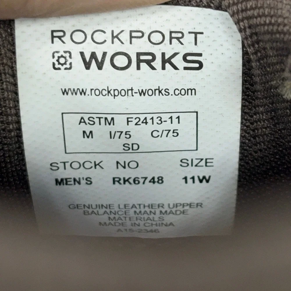 Rockport Works Extreme Slip On Shoes Mens 11 Brown Leather Composite Toe Loafer
